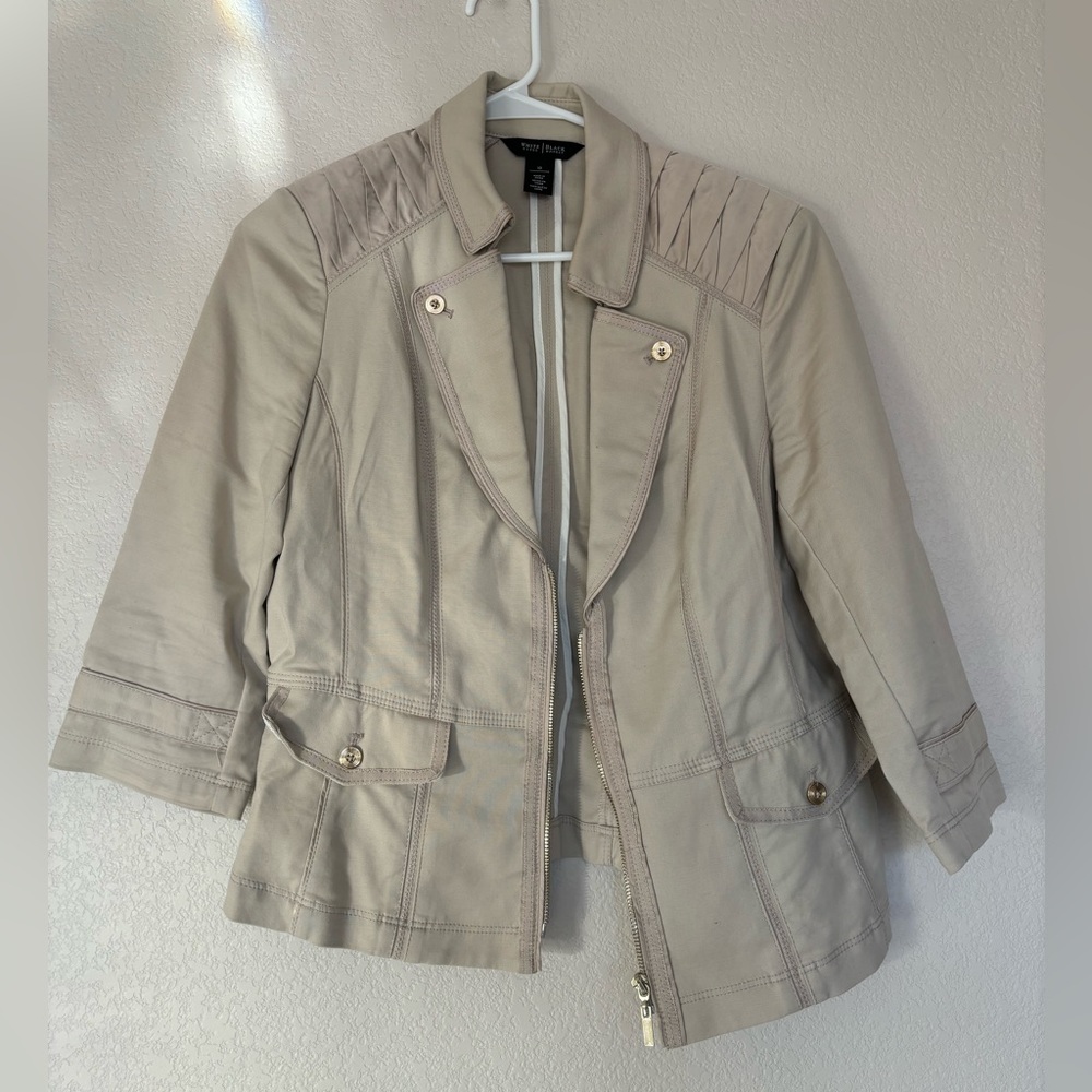 White House Black Market Tan Leather Jacket, Size 10